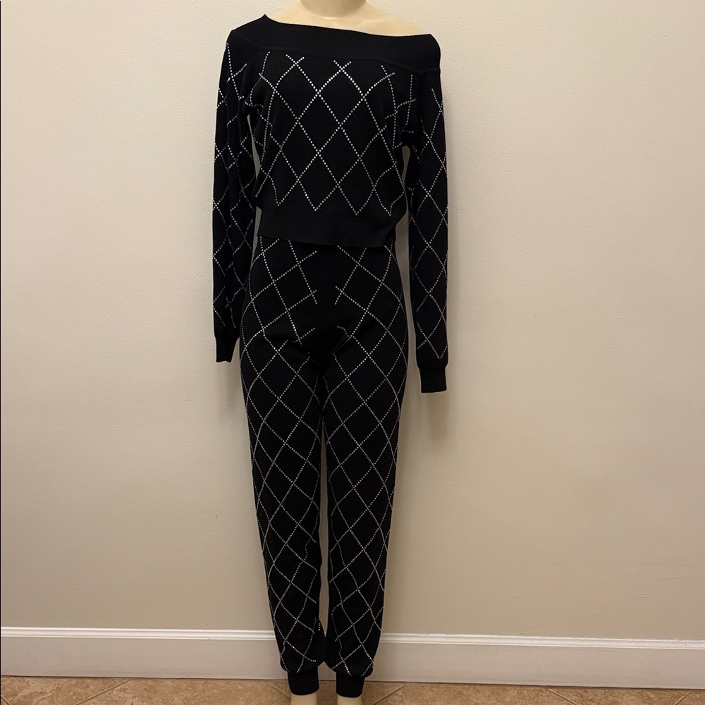 The Sang Black Knit Lounge Set | Size M